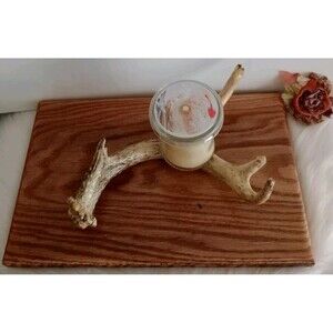 Homemade Rustic Deer Horn Candle Holder On Wood Base Home Decor Primitive Home